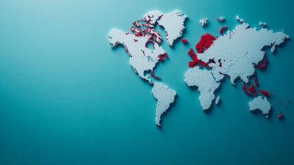 A detailed world map illustrating global regions and highlights.