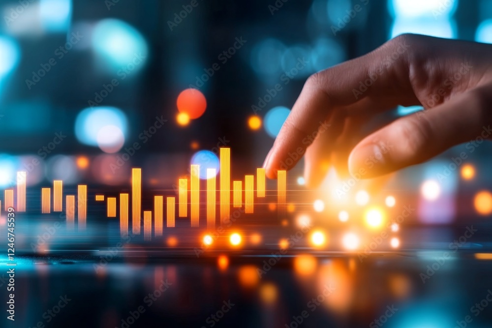 Poster a business professional presenting a statistical report with bar graphs in a conference room
