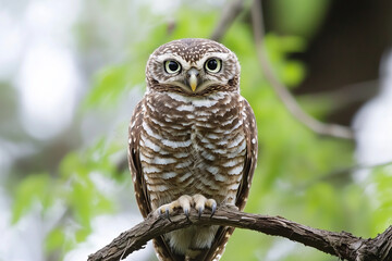 An owl perching in the forest