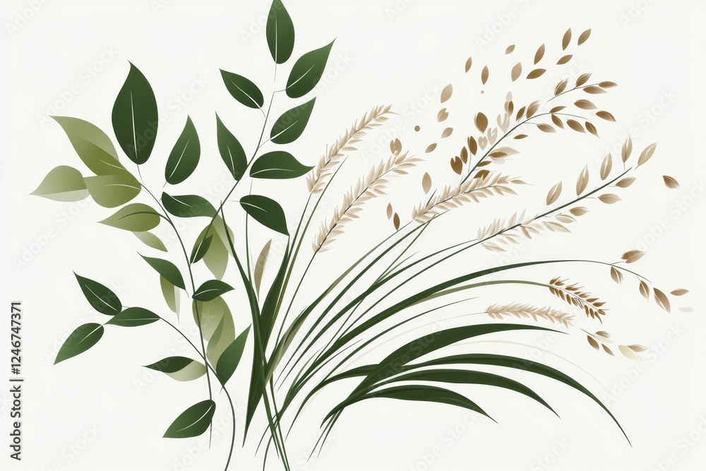 Poster a clean minimalist icon of a wheat stalk with simple, elegant lines
