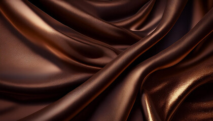 Obraz premium Black dark chocolate brown background. Silk satin fabric. Luxury elegant beauty premium rich. Shiny glitter shimmer wavy background. dark brown color flowing liquid, smooth swirl flowing waves.