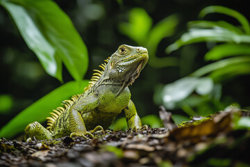 Obraz premium green iguana in the forest