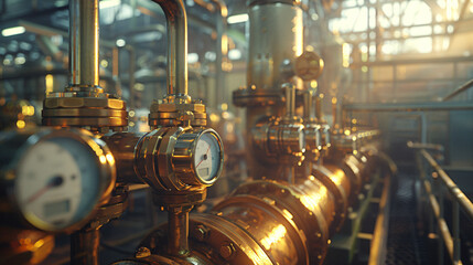 Compressor Stations with Control Valves A detailed look at compressor stations with visible control valves and gauges