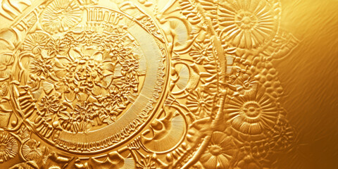 Polished gold background with intricate patterns etched across the surface. The glowing golden hue gives it a regal, prestigious aura, making it ideal for luxury branding, high-end packaging, and