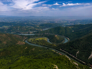 Meander of Morava river in Serbia