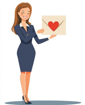 woman holding love letter clip art preview
