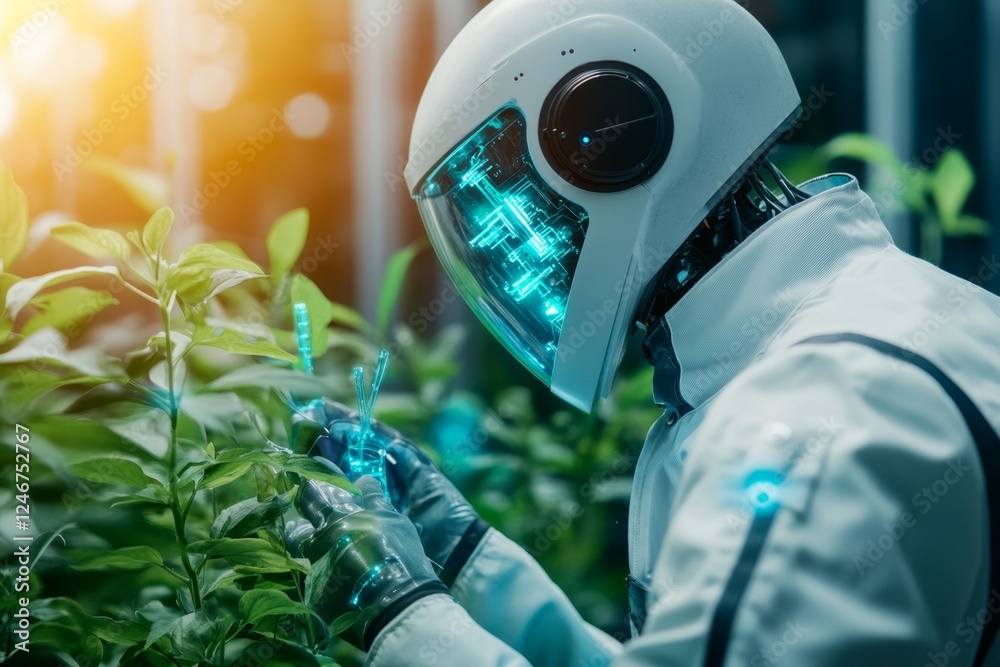 Poster A futuristic AI-driven chemistry lab where automated robots conduct experiments