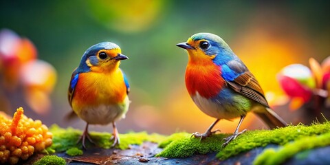 Obraz premium Funny Cute Brazilian Birds Double Exposure Tilt-Shift Photography - Amazing Wildlife