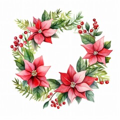 Elegant Christmas Wreath Watercolor Clipart for Festive Holiday Designs