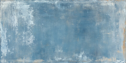 Fototapeta premium A rough chambray blue abstract background with grunge textures, distressed details, and subtle cracks, resembling an old painted wall with faded blue hues.