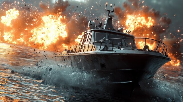 Patrol Boat Defending Against Ocean Threats