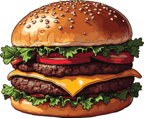 Hamburger with meat and cheese
