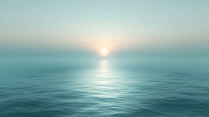 Obraz premium A serene sunset over calm waters, casting a soft glow that reflects on the surface, creating a peaceful and tranquil atmosphere.