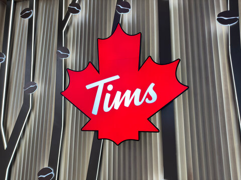Wuhan,China-Feb.15th 2024: Tim Hortons company brand logo