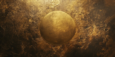 Burnished gold plate background with slight aging and tarnishing around the edges. The warm, lustrous gold evokes a sense of luxury and prestige, perfect for elegant packaging or premium design