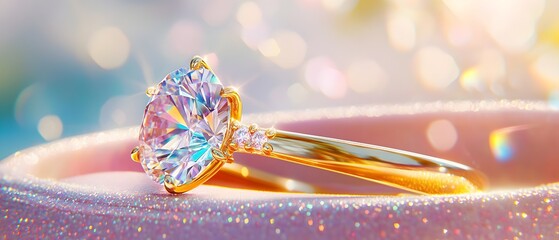 A gold ring with a diamond in the center