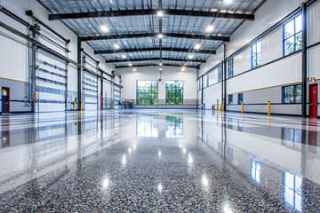 finished terrazzo floor pattern, warehouse setting