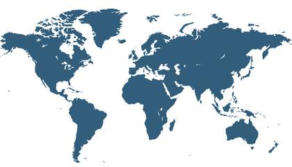 World map. Blue modern vector map. Silhouette map