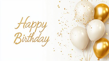 Happy Birthday Greeting Card with Colorful Balloons and Festive Design