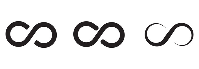 Infinity icon set. Infinity, eternity, infinite, endless, loop symbols. Unlimited infinity collection icons flat style - stock vector