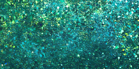 A sparkling teal glitter backdrop with a combination of vibrant green and blue specks. The lively, energetic effect is perfect for creative product designs, tech branding, or bold event promotions.