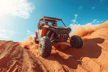 Person riding a 2019 Polaris RZR in desert terrain.