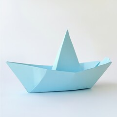 Elegant Blue Origami Paper Sailboat sea isolated ai transparent background