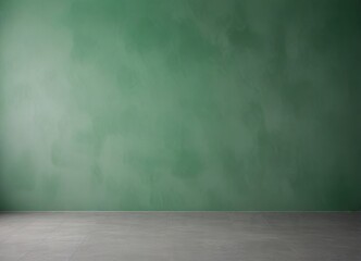 Empty room with a textured green wall and gray floor