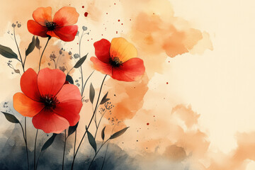Naklejka premium Watercolor-Inspired Abstract Floral Art