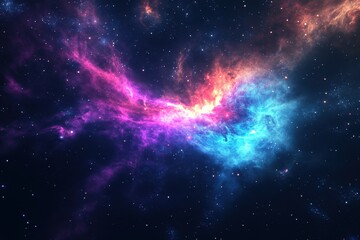 Naklejka premium Stunning cosmic nebula with vibrant colors swirling in the dark night sky