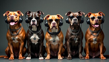 Image of a dog wearing headphones to listen to music.