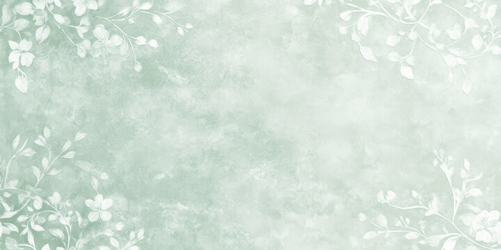 A pale, mint green background with delicate, floral patterns that gently flow across the surface. The soft, vintage feel is perfect for wedding invitations, spring-themed projects, or beauty brand