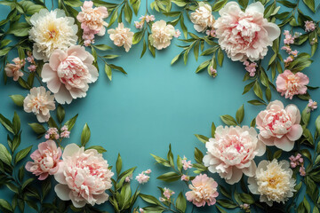 Decorative Peony Floral Pattern with Elegant Leaves