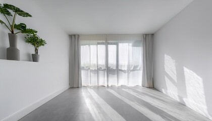 Fototapeta premium empty room with a window and a plant