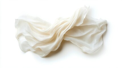 Obraz premium Elegant silk organza label featuring ultra-thin print, ideal for upscale fashion branding, isolated against a clean white backdrop for a refined presentation.