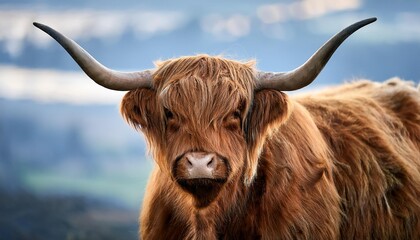 highland cow with horns