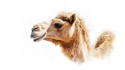 Obraz premium A Watercolor Portrait Of A Single Dromedary Camel