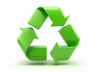 Obraz premium Green Recycle Symbol on White Background - Sustainable Eco-Friendly Stock Photo