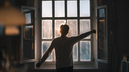 Silhouette of a teenager gazing pensively through a window, reflecting on introspection and the passage of time.
