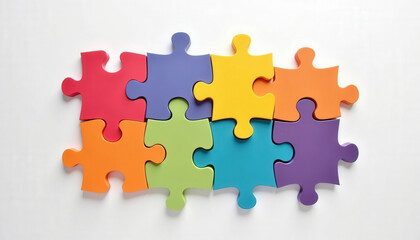 Obraz premium Colorful puzzle pieces symbolizing diversity for anti-discrimination campaigns, inclusivity presentations, and educational materials on racial equality