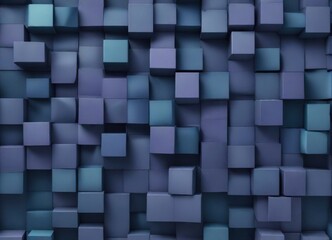 Abstract Three-Dimensional Cube Pattern in Shades of Blue and Purple