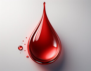 Obraz premium red blood drop in 3d hyperrealistic style on white background