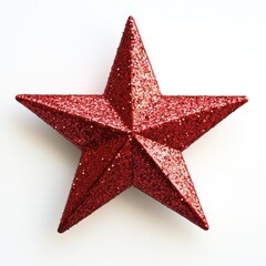 Red Glitter Star Festive Decoration art isolated or transparent background