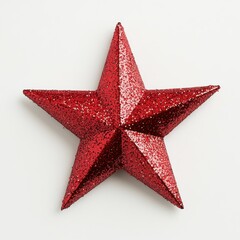 Obraz premium Red Glitter Star Festive Decoration art isolated or transparent background