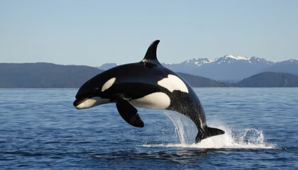Fototapeta premium A killer whale jumping out of water. 