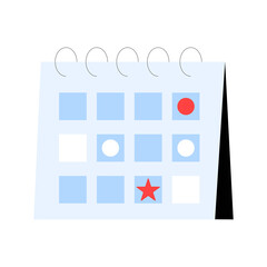 Calendar With Marked Dates In Flat Vector Illustration Symbolizing Scheduling, Planning, And Event Management, Isolated On White Background.