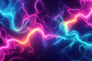 Vibrant abstract design with neon colors and dynamic light patterns in dark background