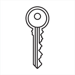 Single one line Keys Single Line Icon silhouette on white background
