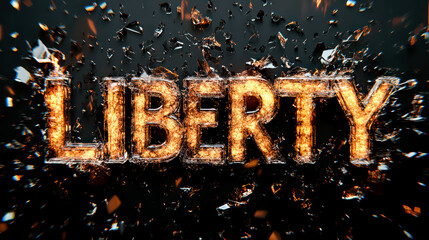 Word "Democracy" on black broken glass - core democratic principle under attack