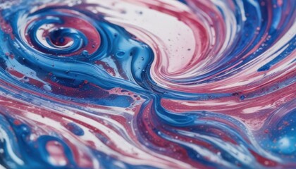 Abstract Swirling Fluid Acrylic Paint Texture in Pink, Blue, and White